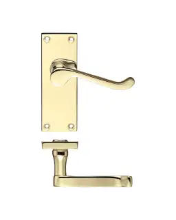 PR022EB - Zoo Hardware Project Victorian Scroll Lever on Latch Backplate (114mm x 40mm) Electro Brass