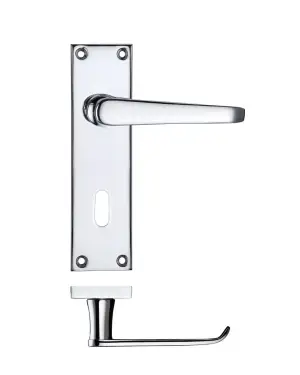 Click Here To Enlarge This Photo Of PR041CP - Zoo Hardware Project Victorian Flat Lever on Lock Backplate (150mm x 40mm) Polished Chrome