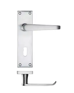 PR041SC - Zoo Hardware Project Victorian Flat Lever on Lock Backplate (150mm x 40mm) Satin Chrome