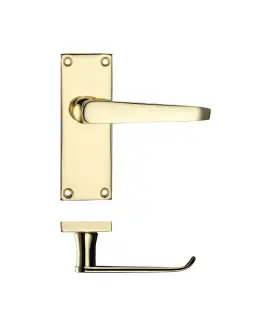 PR042EB - Zoo Hardware Project Victorian Flat Lever on Latch Backplate (114mm x 40mm) Electro Brass