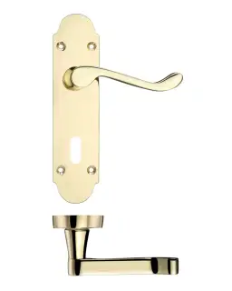 PR011EB - Zoo Hardware Project Oxford Lever on Lock Backplate (168mm x 42mm) Electro Brass