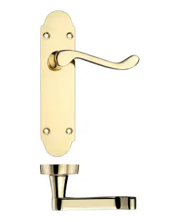 PR012EB - Zoo Hardware Project Oxford Lever on Latch Backplate (168mm x 42mm) Electro Brass