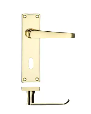 Click Here To Enlarge This Photo Of PR041EB - Zoo Hardware Project Victorian Flat Lever on Lock Backplate (150mm x 40mm) Electro Brass
