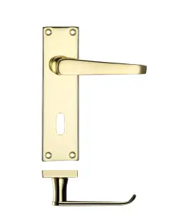 PR041EB - Zoo Hardware Project Victorian Flat Lever on Lock Backplate (150mm x 40mm) Electro Brass