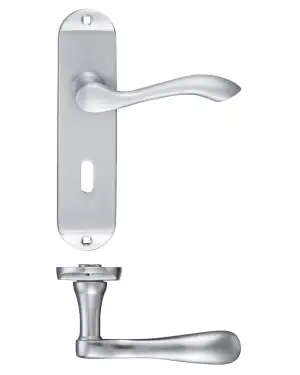 Click Here To Enlarge This Photo Of PR031SC - Zoo Hardware Project Arundel Lever on Lock Backplate (180mm x 40mm) Satin Chrome