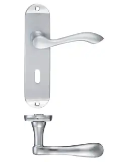 PR031SC - Zoo Hardware Project Arundel Lever on Lock Backplate (180mm x 40mm) Satin Chrome