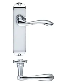 PR032CP - Zoo Hardware Project Arundel Lever on Latch Backplate (180mm x 40mm) Polished Chrome