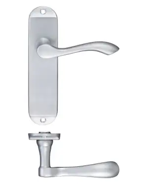 Click Here To Enlarge This Photo Of PR032SC - Zoo Hardware Project Arundel Lever on Latch Backplate (180mm x 40mm) Satin Chrome