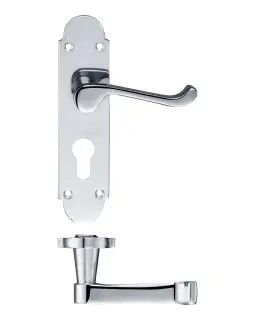 PR011EPCP - Zoo Hardware Project Oxford Lever on Europrofile Lock Backplate (168mm x 42mm) Polished Chrome