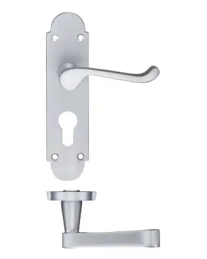 Click Here To Enlarge This Photo Of PR011EPSC - Zoo Hardware Project Oxford Lever on Europrofile Lock Backplate (168mm x 42mm) Satin Chrome