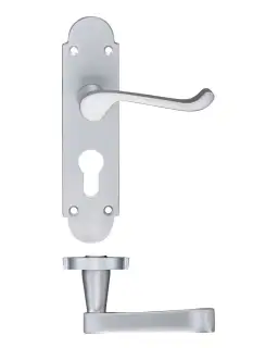 PR011EPSC - Zoo Hardware Project Oxford Lever on Europrofile Lock Backplate (168mm x 42mm) Satin Chrome