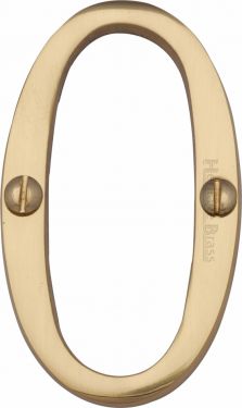 Click Here To Enlarge This Photo Of C1560 0-PB Heritage Brass Numeral 0 Face Fix 76mm (3") Polished Brass Finish