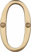 C1560 0-PB Heritage Brass Numeral 0 Face Fix 76mm (3") Polished Brass Finish