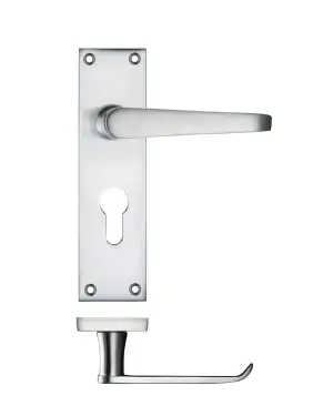 Click Here To Enlarge This Photo Of PR041EPSC - Zoo Hardware Project Victorian Flat Lever on Europrofile Lock Backplate (150mm x 40mm) Satin Chrome