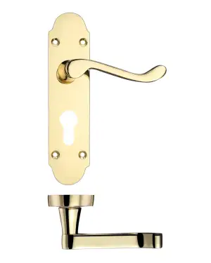 Click Here To Enlarge This Photo Of PR011EPEB - Zoo Hardware Project Oxford Lever on Europrofile Lock Backplate (168mm x 42mm) Electro Brass