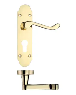 PR011EPEB - Zoo Hardware Project Oxford Lever on Europrofile Lock Backplate (168mm x 42mm) Electro Brass