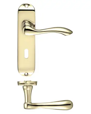 Click Here To Enlarge This Photo Of PR031EB - Zoo Hardware Project Arundel Lever on Lock Backplate (180mm x 40mm) Electro Brass