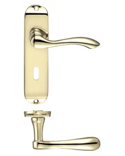 PR031EB - Zoo Hardware Project Arundel Lever on Lock Backplate (180mm x 40mm) Electro Brass