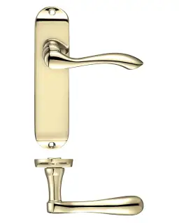 PR032EB - Zoo Hardware Project Arundel Lever on Latch Backplate (180mm x 40mm) Electro Brass