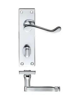PR023CP - Zoo Hardware Project Victorian Scroll Lever on Bathroom Backplate (150mm x 40mm) Polished Chrome