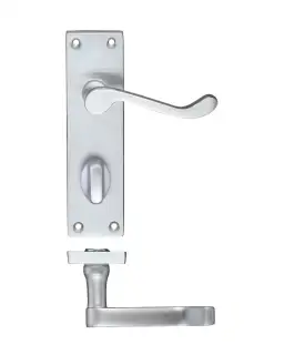 PR023SC - Zoo Hardware Project Victorian Scroll Lever on Bathroom Backplate (150mm x 40mm) Satin Chrome