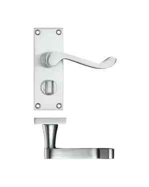 Click Here To Enlarge This Photo Of PR024SC - Zoo Hardware Project Victorian Scroll Lever on Privacy Backplate -114mm x 40mm - Satin Chrome