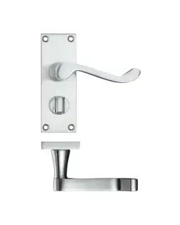 PR024SC - Zoo Hardware Project Victorian Scroll Lever on Privacy Backplate -114mm x 40mm - Satin Chrome