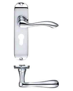PR031EPCP - Zoo Hardware Project Arundel Lever on Europrofile Lock Backplate (180mm x 40mm) Polished Chrome