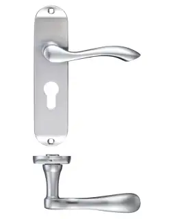 PR031EPSC - Zoo Hardware Project Arundel Lever on Europrofile Lock Backplate (180mm x 40mm) Satin Chrome