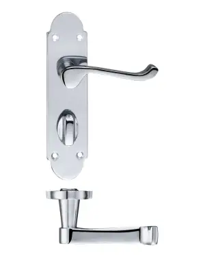 Click Here To Enlarge This Photo Of PR013CP - Zoo Hardware Project Oxford Lever on Bathroom Backplate (168mm x 42mm) Polished Chrome