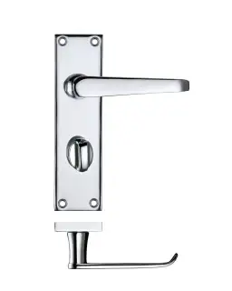 PR043CP - Zoo Hardware Project Victorian Flat Lever on Bathroom Backplate (150mm x 40mm) Polished Chrome