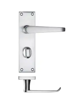 PR043SC - Zoo Hardware Project Victorian Flat Lever on Bathroom Backplate (150mm x 40mm) Satin Chrome