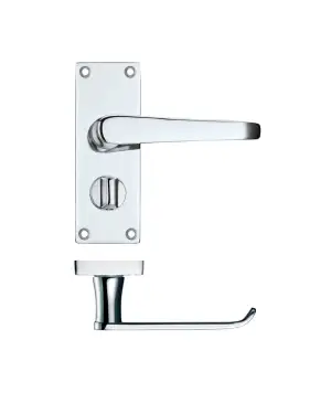 Click Here To Enlarge This Photo Of PR044CP - Zoo Hardware Project Victorian Flat Lever on Privacy Backplate (114mm x 40mm) Polished Chrome