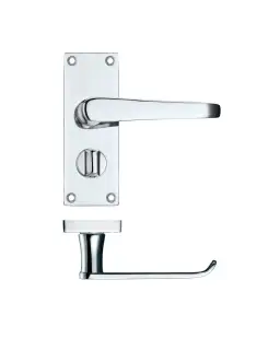 PR044CP - Zoo Hardware Project Victorian Flat Lever on Privacy Backplate (114mm x 40mm) Polished Chrome