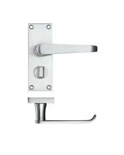 PR044SC - Zoo Hardware Project Victorian Flat Lever on Privacy Backplate (114mm x 40mm) Satin Chrome