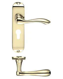 PR031EPEB - Zoo Hardware Project Arundel Lever on Europrofile Lock Backplate (180mm x 40mm) Electro Brass