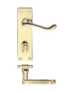 PR023EB - Zoo Hardware Project Victorian Scroll Lever on Bathroom Backplate (150mm x 40mm) Electro Brass