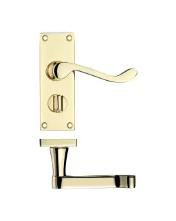 PR024EB - Zoo Hardware Project Victorian Scroll Lever on Privacy Backplate -114mm x 40mm - Electro Brass