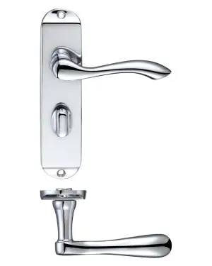 Click Here To Enlarge This Photo Of PR033CP - Zoo Hardware Project Arundel Lever on Bathroom Backplate (180mm x 40mm) Polished Chrome
