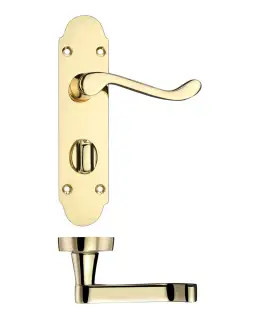 PR013EB - Zoo Hardware Project Oxford Lever on Bathroom Backplate (168mm x 42mm) Electro Brass