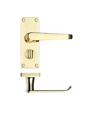 Click Here To Enlarge This Photo Of PR044EB - Zoo Hardware Project Victorian Flat Lever on Privacy Backplate (114mm x 40mm) Electro Brass