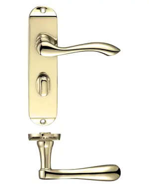 Click Here To Enlarge This Photo Of PR033EB - Zoo Hardware Project Arundel Lever on Bathroom Backplate (180mm x 40mm) Electro Brass