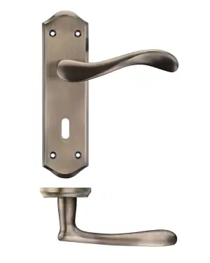 Click Here To Enlarge This Photo Of PR061FB - Zoo Hardware Project Asti Lever on Lock Backplate (180mm x 50mm) Florentine Bronze