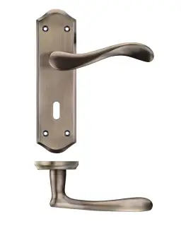 PR061FB - Zoo Hardware Project Asti Lever on Lock Backplate (180mm x 50mm) Florentine Bronze