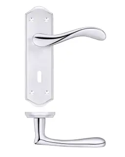 PR061SCCP - Zoo Hardware Project Asti Lever on Lock Backplate (180mm x 50mm) Satin/Polished Chrome