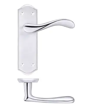 Click Here To Enlarge This Photo Of PR062SCCP - Zoo Hardware Project Asti Lever on Latch Backplate (180mm x 50mm) /Satin/Polished Chrome