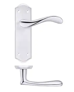 PR062SCCP - Zoo Hardware Project Asti Lever on Latch Backplate (180mm x 50mm) /Satin/Polished Chrome