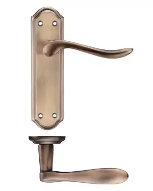 Click Here To Enlarge This Photo Of PR072FB - Zoo Hardware Project Lincoln Lever on Latch Backplate (180mm x 48mm) Florentine Bronze