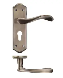 PR061EPFB - Zoo Hardware Project Asti Lever on Europrofile Lock Backplate (180mm x 50mm) Florentine Bronze