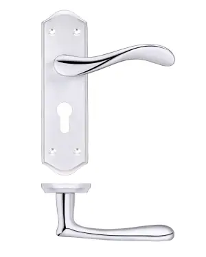Click Here To Enlarge This Photo Of PR061EPSCCP - Zoo Hardware Project Asti Lever on Europrofile Lock Backplate (180mm x 50mm) Satin/Polished Chrome